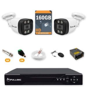 Kit 2 Câmeras de Segurança HD 720p + DVR 4 Canais + HD 160GB + Cabo 100m Fullsec