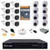 353 Kit 16 Câmeras de Segurança 8 Bullet + 8 Dome HD 720p + DVR 16 Canais + HD 320GB + Cabo 100m Fullsec
