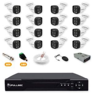 Kit 16 Câmeras de Segurança HD 720p + DVR 16 Canais sem HD + Cabo 100m Fullsec