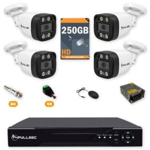 Kit 4 Câmeras de Segurança HD 720p + DVR 4 Canais + HD 250GB Fullsec