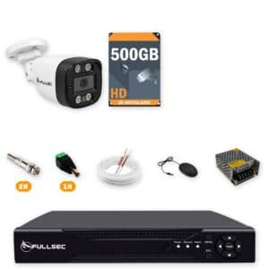 Kit 1 Câmera de Segurança HD 720p + DVR 4 Canais + HD 500GB + Cabo 100m Fullsec